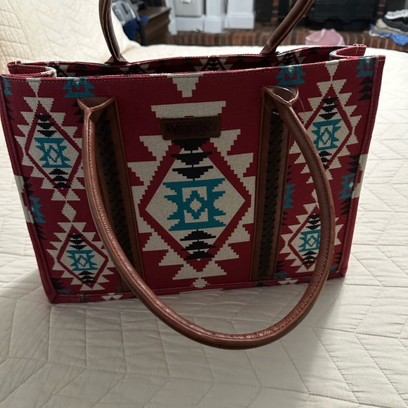 Aztec Pattern Red and Brown Tote Bag - Picture 2 of 9